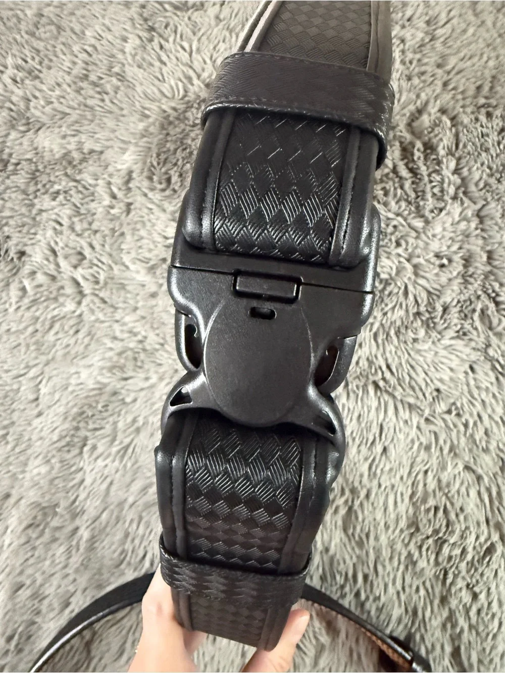 Dutyman 4021 Police Duty Belt Size 48 Full Grain Leather Basketweave Black